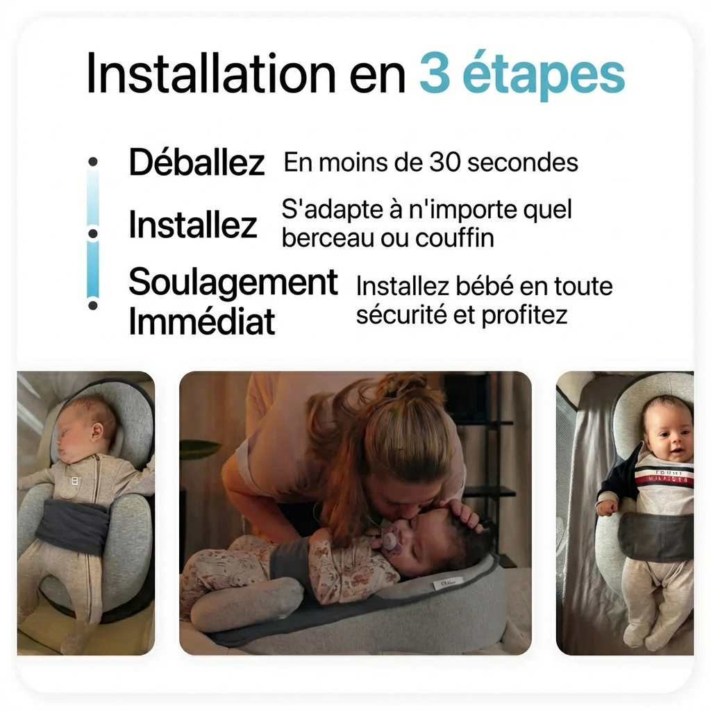 Installation du coussin anti-reflux CozyNest en 3 étapes simples