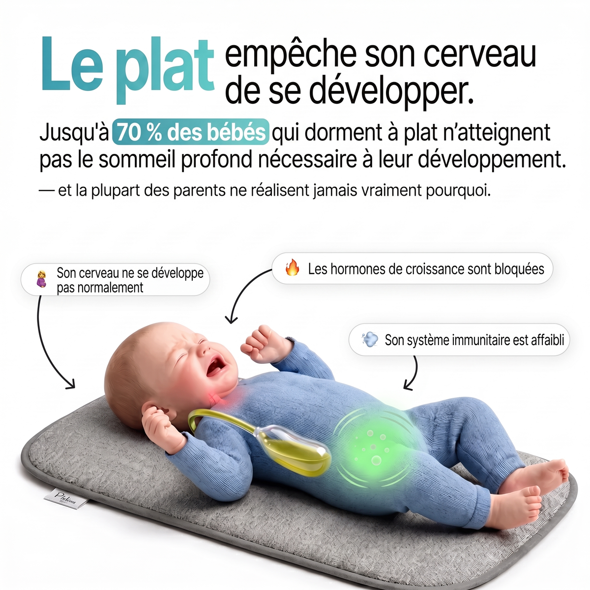 CozyNest™ — Coussin Développement Bébé 15° (Sommeil Profond 0-12 mois)