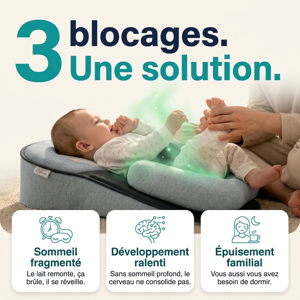 CozyNest™ — Coussin Développement Bébé 15° (Sommeil Profond 0-12 mois)